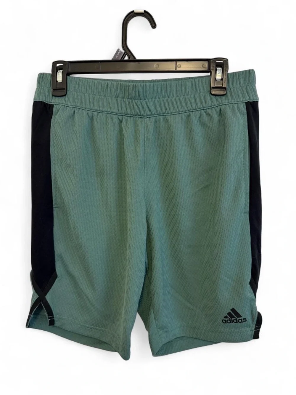 adidas Men's Green Athletic Shorts with Black Side Panels